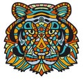 Hand-drawn tiger with ethnic pattern. Coloring page - zendala, design for spiritual relaxation for adults, illustration Royalty Free Stock Photo