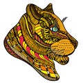 Hand drawn Tiger head. Royalty Free Stock Photo