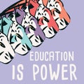 Hand drawn tigers with feminist phrase and message, girl power and feminism concept, vector illustration