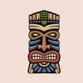 hand drawn Tiki tribal wooden mask vector illustration