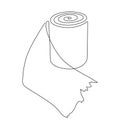 Hand drawn toilet paper, one line art, stylized continuous contour. Hygiene item, paper napkin roll. Doodle, sketch style, Royalty Free Stock Photo