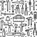 Hand-drawn tools in a toolbox, workshop equipment Royalty Free Stock Photo