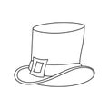 Hand-drawn top hat. Happy St. Patricks Day. Cylinder drawing for design, card, decor, poster, sticker. Leprechaun headdress.