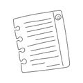 Hand drawn torn piece of paper with lines and a smiling face. Simple outline notebook sheet. Black and white doodle Royalty Free Stock Photo
