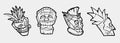 Hand Drawn Totem Face Symbol Set