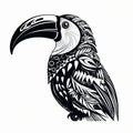 Hand Drawn Toucan Tattoo Design In Mosaic-like Patterns