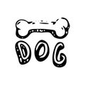 Hand Drawn Toy Artificial Chewing Bone for Dog doodle. Sketch pe