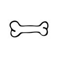 Hand Drawn Toy Artificial Chewing Bone for Dog doodle. Sketch pe