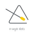 Hand drawn toy musical instruments for kids. Flat vector triangle bell illustration