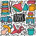 hand drawn toys doodle set