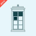 Hand drawn Traditional British police box design vector isolated illustration