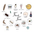 Hand drawn traditional french cuisine menu.