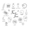 Hand drawn traditional french cuisine menu.