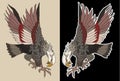 Hand drawn traditional Japanese Eagle.Native American Eagle attacking.Old-school tattoo design. Royalty Free Stock Photo