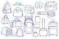 Hand Drawn Travel Luggage Set