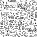 Hand drawn travel seamless pattern Royalty Free Stock Photo