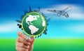 Hand drawn traveling around the world by air plane Royalty Free Stock Photo