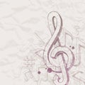 Hand drawn treble clef and notes