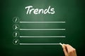 Hand drawn TRENDS blank list concept on blackboard Royalty Free Stock Photo