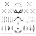 Hand drawn tribal collection with bow and arrows