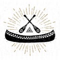 Hand drawn tribal icon with a textured canoe vector illustration