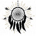 Hand drawn tribal icon with a textured dream catcher vector illustration Royalty Free Stock Photo