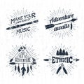 Hand drawn tribal labels set and lettering. Royalty Free Stock Photo