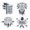 Hand drawn tribal labels set and lettering. Royalty Free Stock Photo