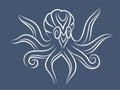 Hand drawn tribal line art with octopus