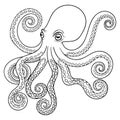 Hand drawn tribal Octopus, animal totem for adult Coloring Page