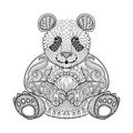 Hand drawn tribal Panda, animal totem for adult Coloring Page