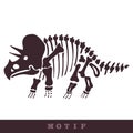 Hand drawn triceratops dinosaur fossil seamless vector motif. Gender Neutral Jurassic silhouette for baby nursery. Home