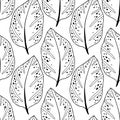 Hand-drawn tropic leaves pattern. Minimalist textile design with creative leaves. Natural wrapping paper