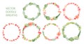 Hand drawn tropical flower wreath collection Royalty Free Stock Photo