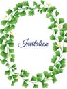 Hand drawn Tropical plant, Adiantum leaves wreath with yellow flowers