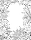 Hand Drawn Tropical Plants Frame Royalty Free Stock Photo