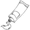 Hand drawn tube with paint, liquid. Royalty Free Stock Photo