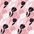 Hand drawn tulip flower seamless pattern. Royalty Free Stock Photo