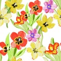 Hand drawn tulips. Seamless pattern. Royalty Free Stock Photo