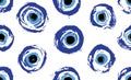 Hand drawn Turkish eye. Seamless pattern with hand drawn Turkish evil eye bead. Good luck. Turkish tile. Oriental ottoman design Royalty Free Stock Photo