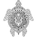 Hand drawn of turtle in zentangle style Royalty Free Stock Photo