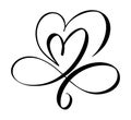 Hand drawn two Heart love sign. Romantic calligraphy vector illustration. Concepn icon symbol for t-shirt, greeting card Royalty Free Stock Photo