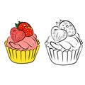 Hand drawn two sweet cake, sketch and color, Vector illustration