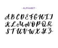Hand drawn typeface set isolated on white. Brush painted characters: lowercase and uppercase. Vector logo font Royalty Free Stock Photo