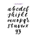 Hand drawn typeface set isolated on white. Brush painted characters: lowercase and uppercase. Vector logo font Royalty Free Stock Photo