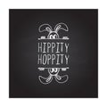 Hand drawn typographic easter element on chalkboard background