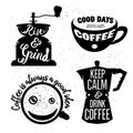 Hand drawn typography coffee posters set