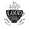 Hand drawn typography illustration - Good morning.