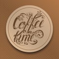 Hand drawn typography lettering phrase coffee time on the vintage background. Royalty Free Stock Photo