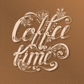 Hand drawn typography lettering phrase coffee time on the vintage background. Royalty Free Stock Photo